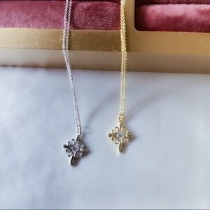 COPY - sterling  silver diamonds cross Necklace